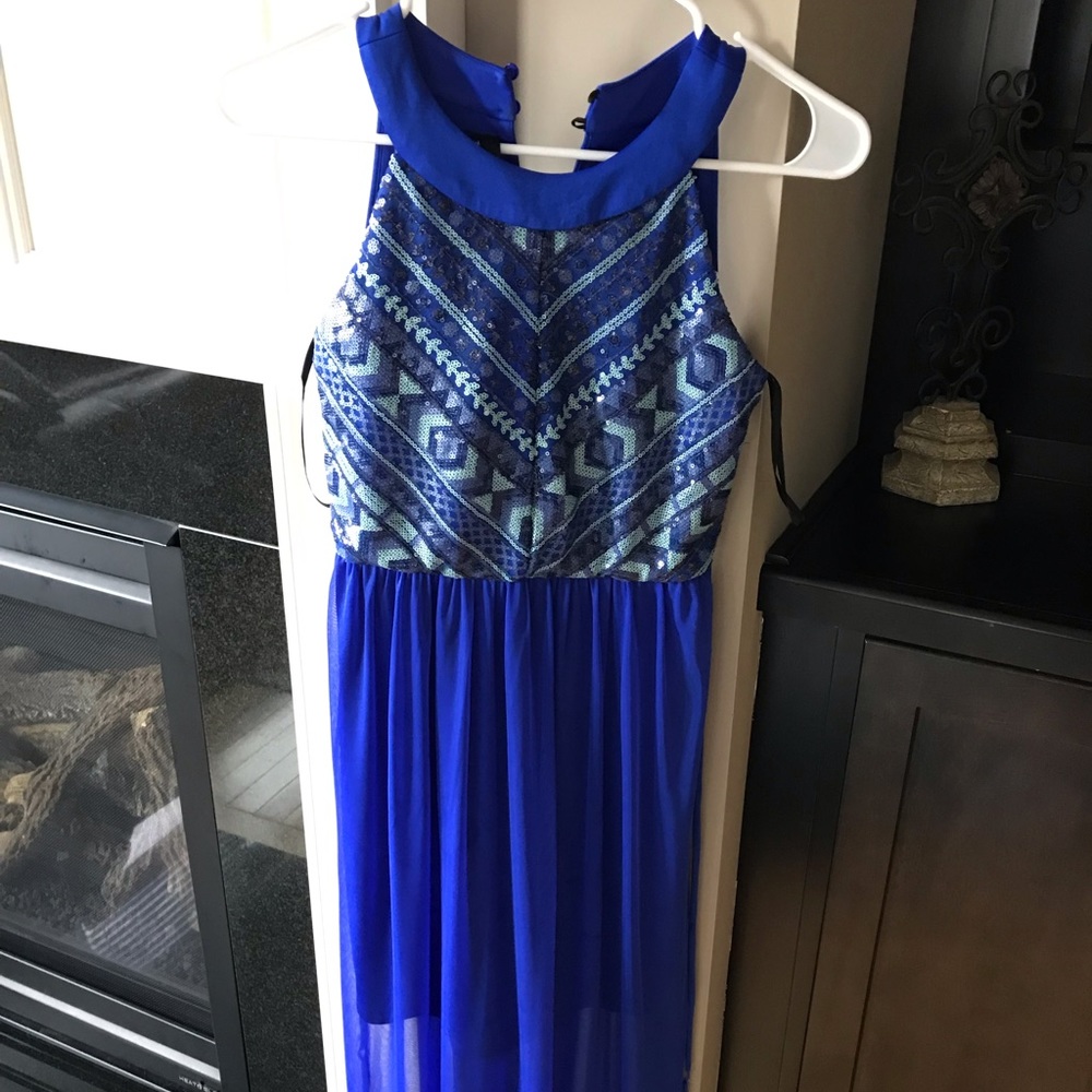 Fancy sequined high low party dress